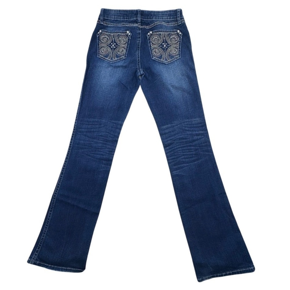 Rock 47 Wrangler Embellished Jeans Low Rise Bootcut‎ Dark Wash Size 3/34
